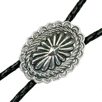 Pewter Oval Concho Western Bolo Tie