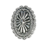 Pewter Oval Concho Western Bolo Tie