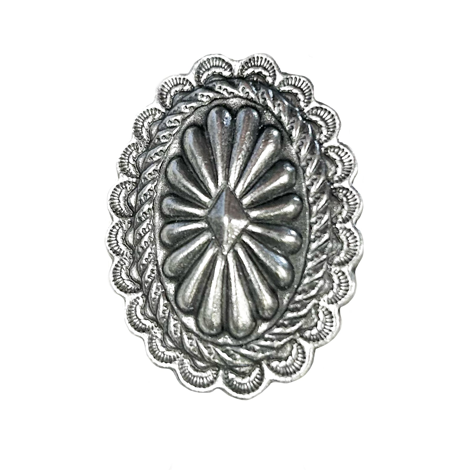 Pewter Oval Concho Western Bolo Tie