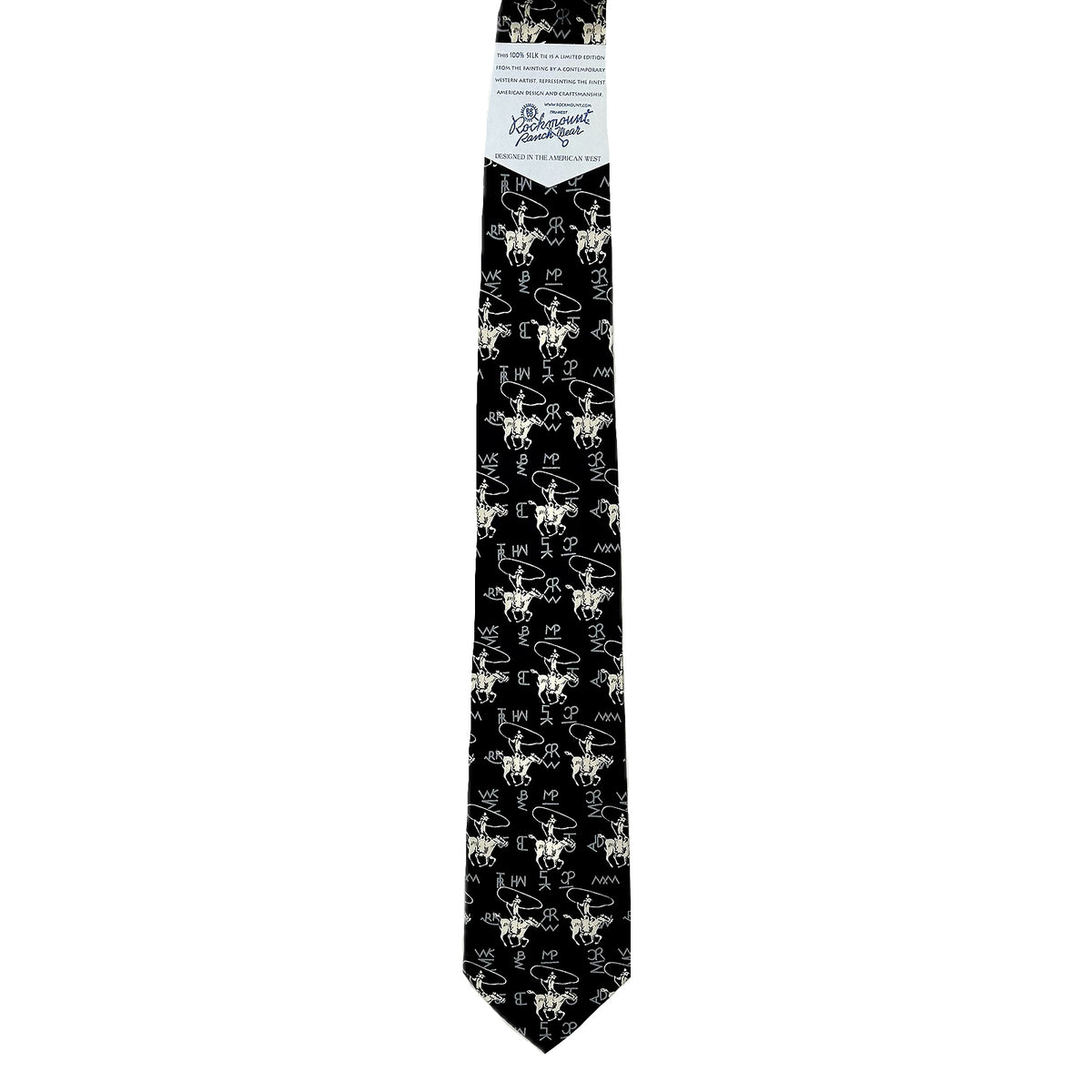 Roper & Brands Black Western Silk Tie - Rockmount