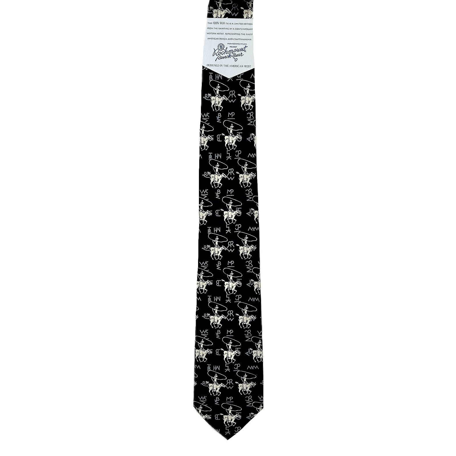 Roper & Brands Black Western Silk Tie - Rockmount