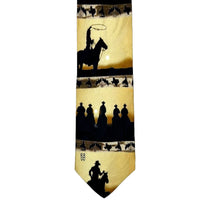Yellow Riders Silhouette Western Silk Tie