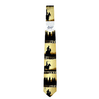 Yellow Riders Silhouette Western Silk Tie