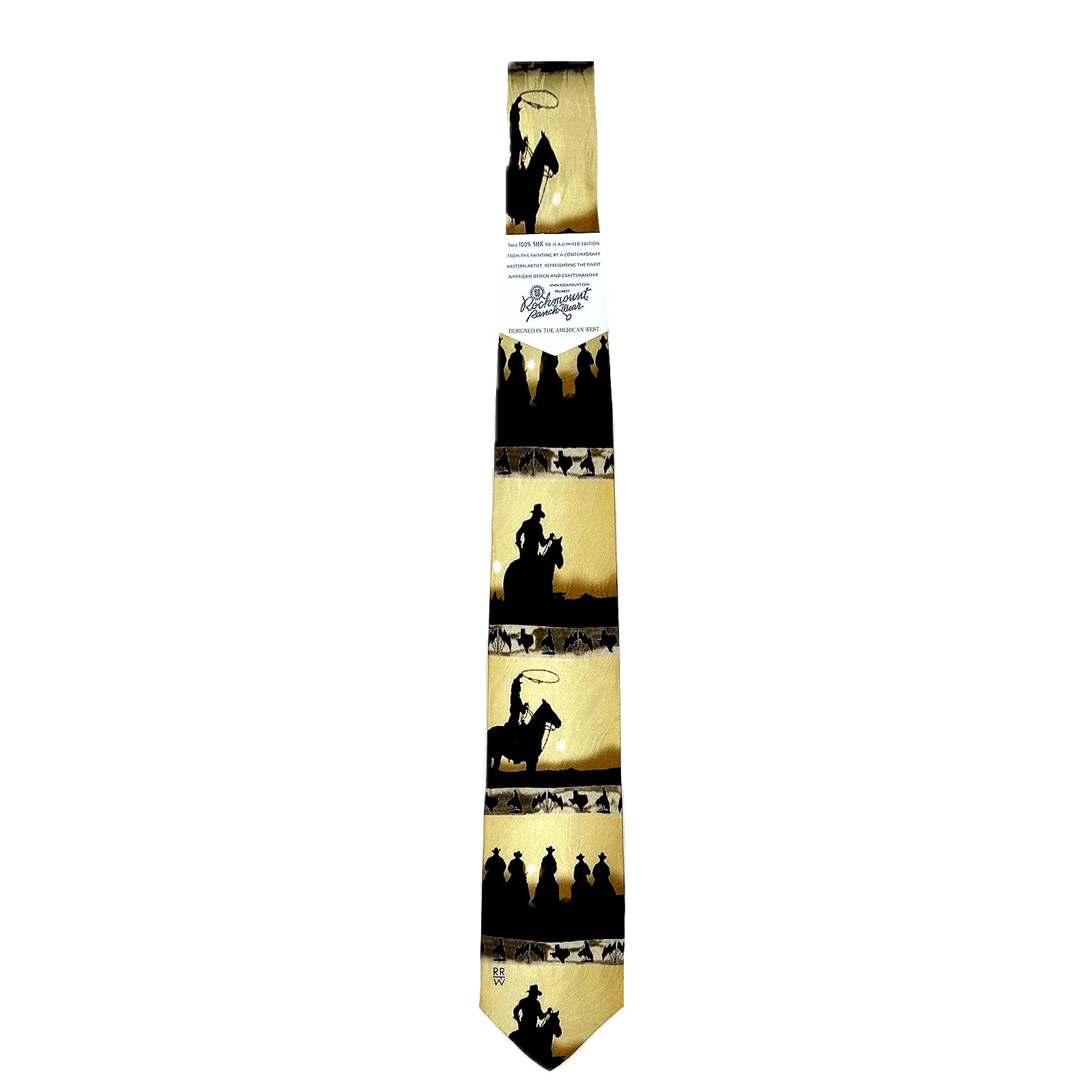 Yellow Riders Silhouette Western Silk Tie