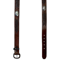 Brown Leather Western Belt with Lacing & Conchos - SPECIAL PRICE - Rockmount