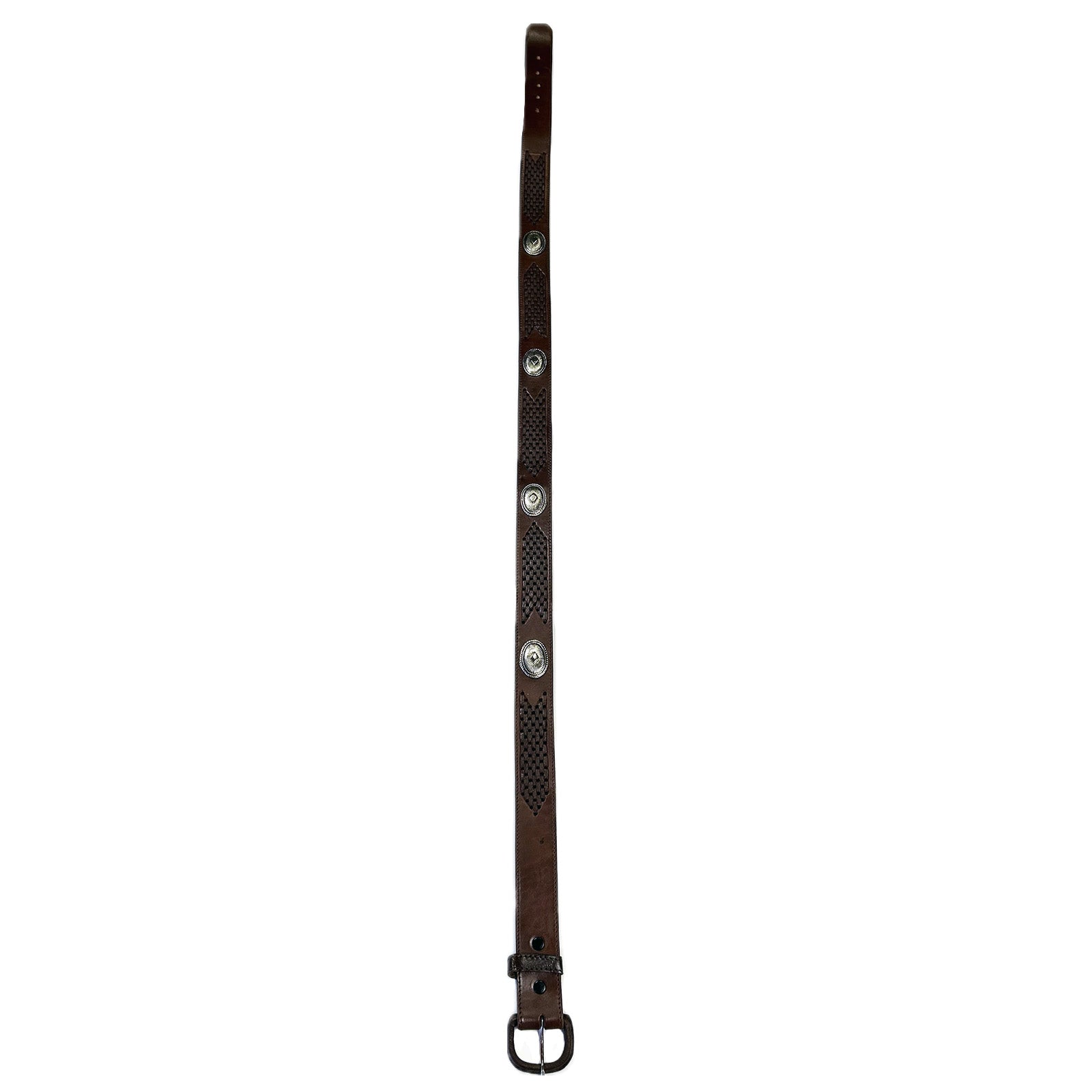 Brown Leather Western Belt with Lacing & Conchos - SPECIAL PRICE - Rockmount