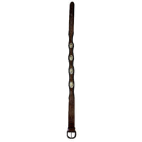 Brown Leather Western Tooled Belt Scallop Laced Edge & Conchos - SPECIAL PRICE - Rockmount