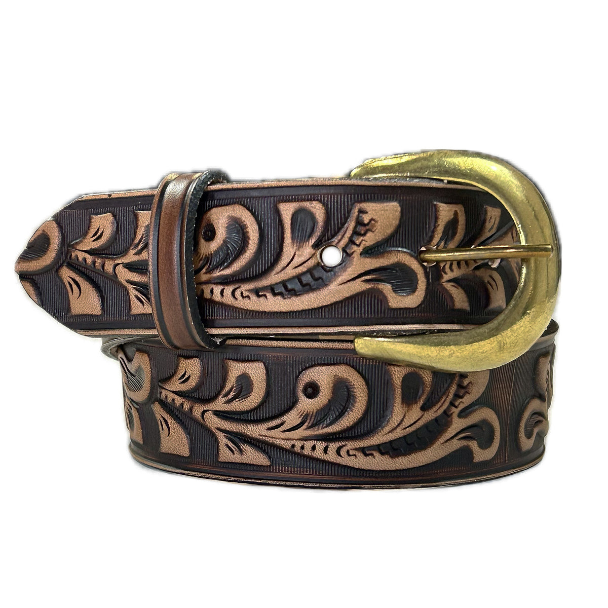Classic Tooled Floral Genuine Leather Western Belt - Rockmount