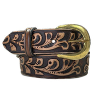 Classic Tooled Floral Genuine Leather Western Belt - Rockmount