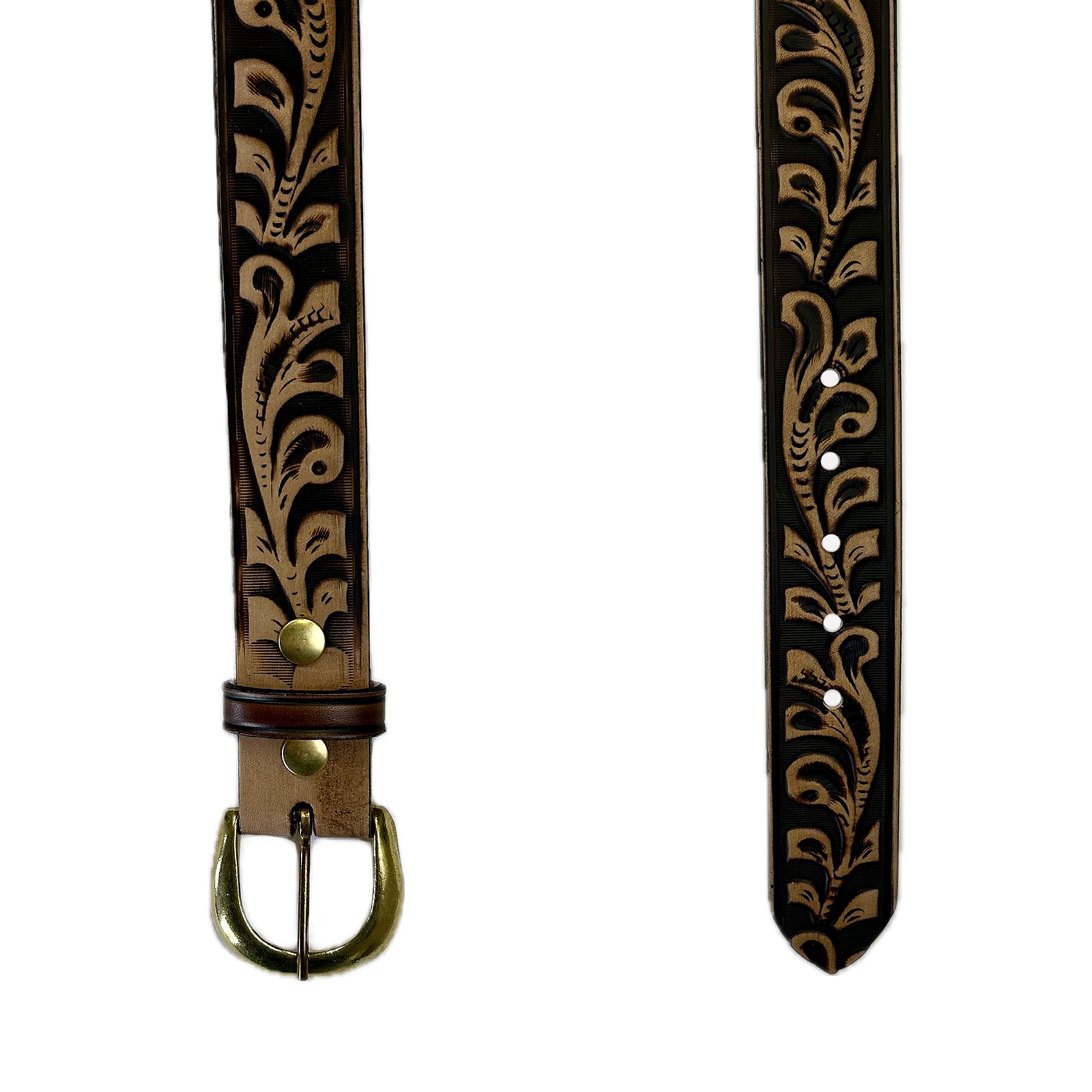 Classic Tooled Floral Genuine Leather Western Belt - Rockmount