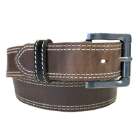 Double Stitch Distressed Brown Leather Western Belt - Rockmount