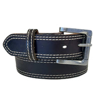 Genuine Distressed Brown Double Stitched Leather Western Belt
