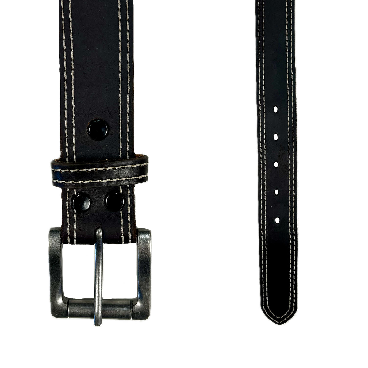 Genuine Distressed Brown Double Stitched Leather Western Belt