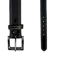Genuine Distressed Brown Double Stitched Leather Western Belt