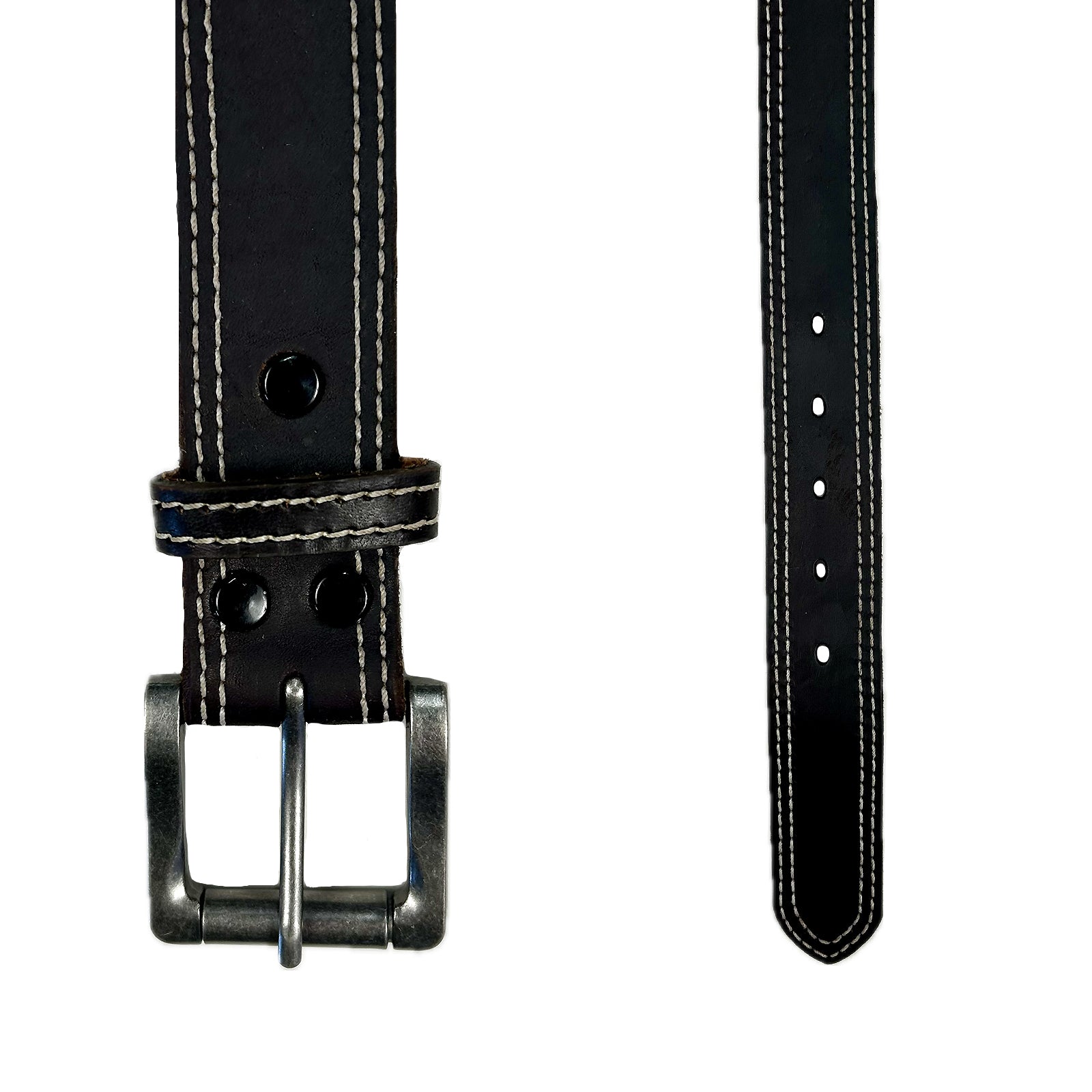 Genuine Distressed Brown Double Stitched Leather Western Belt