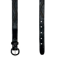 Laced & Tooled Genuine Black Leather Western Belt