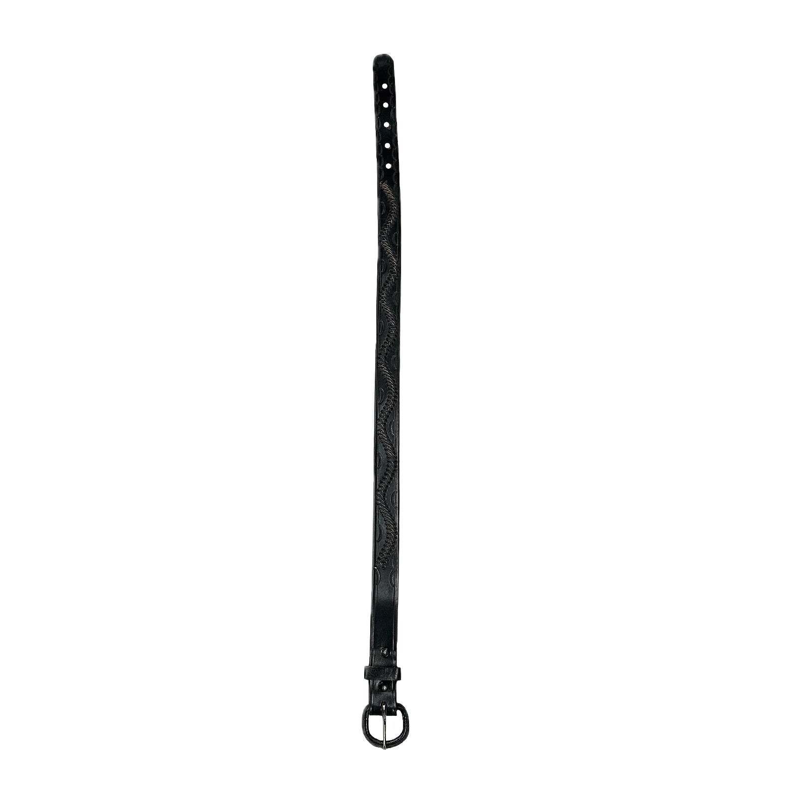 Laced & Tooled Genuine Black Leather Western Belt