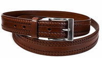 Laced & Tooled Genuine Brown Leather Western Belt