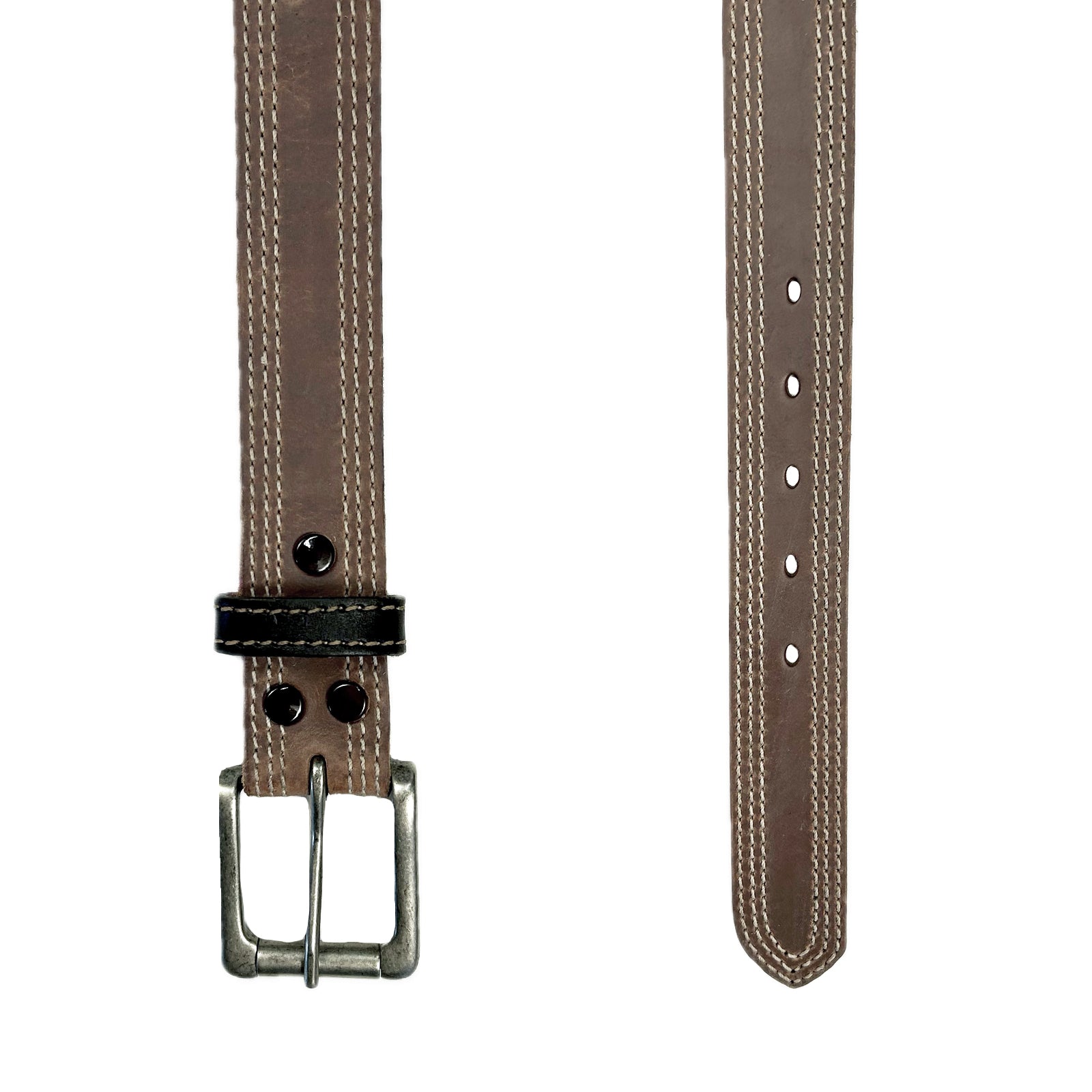 Triple Stitch Distressed Brown Leather Western Belt