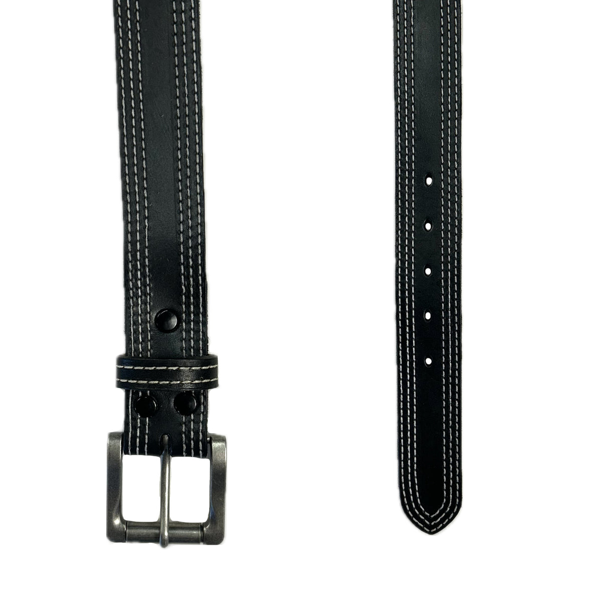 Genuine Distressed Black Triple Stitched Leather Western Belt - Rockmount
