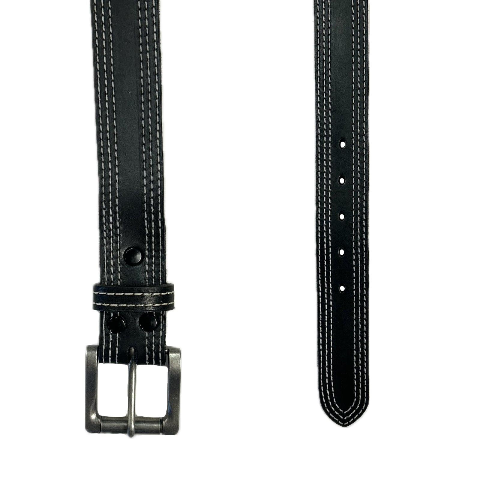 Genuine Distressed Black Triple Stitched Leather Western Belt - Rockmount