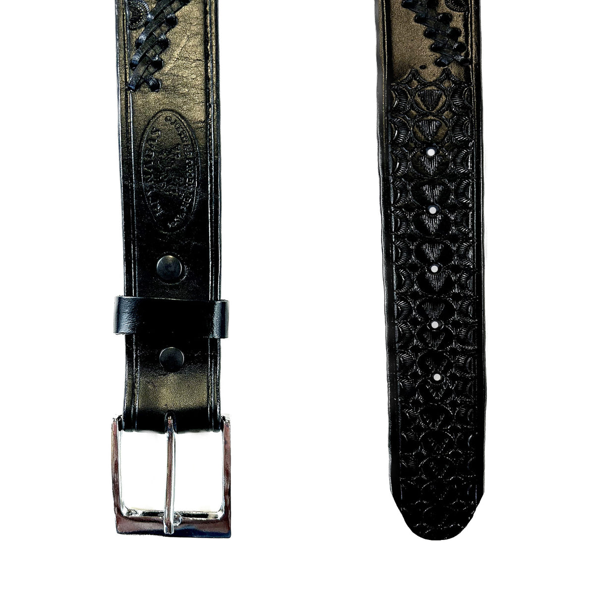 Swirled Lace Genuine Black Leather Western Belt - Rockmount