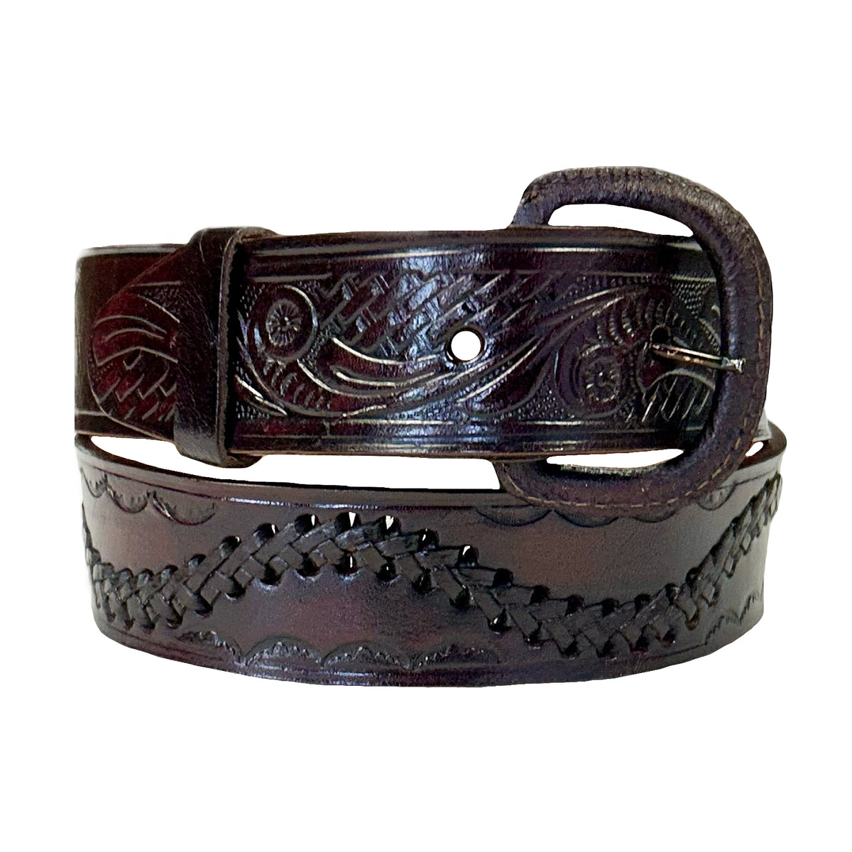 Swirled Lace Genuine Brown Leather Western Belt - Rockmount