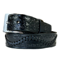 Swirled Lace Genuine Black Leather Western Belt - Rockmount
