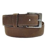 Sanded Nubuck Full Grain Genuine Leather Western Belt in Brown - Rockmount