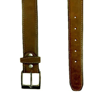 Sanded Nubuck Full Grain Genuine Leather Western Belt in Brown - Rockmount