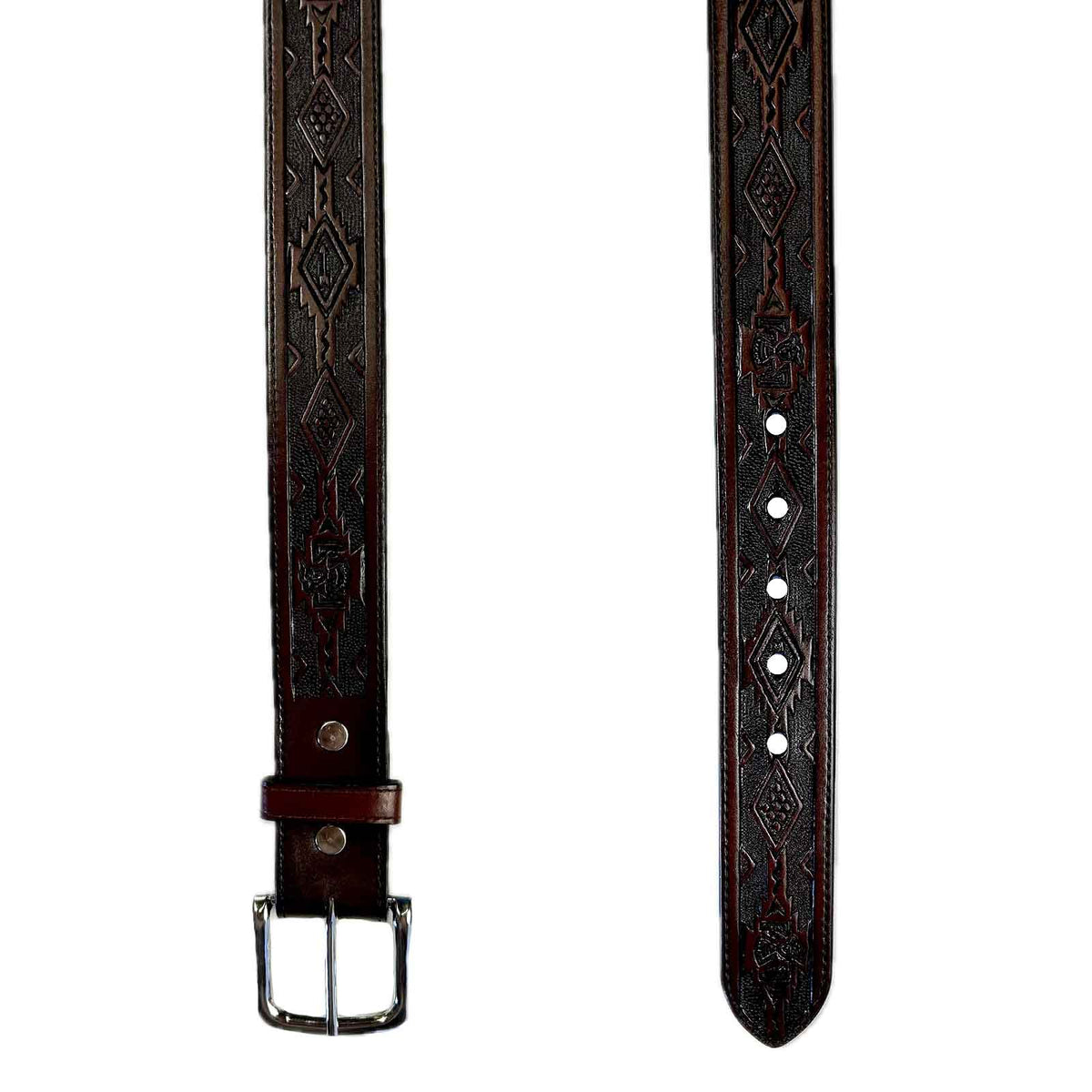 Tooled Thunderbird Pattern Genuine Leather Western Belt - Rockmount