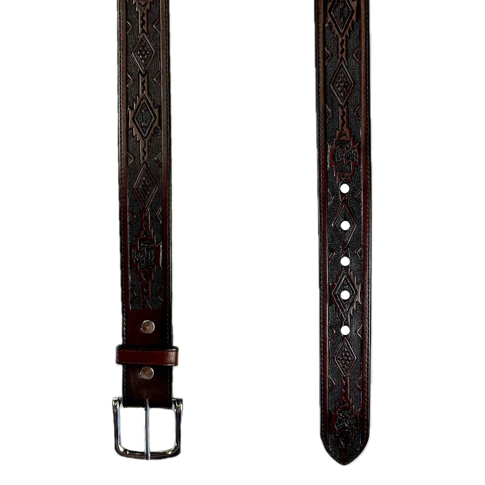 Tooled Thunderbird Pattern Genuine Leather Western Belt - Rockmount