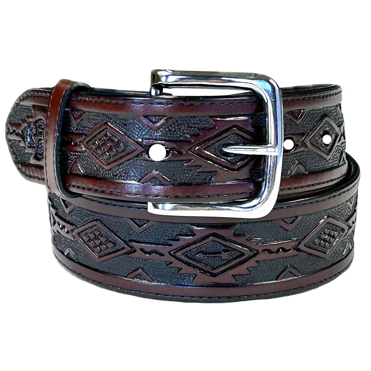 Tooled Thunderbird Pattern Genuine Leather Western Belt - Rockmount