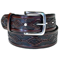 Tooled Thunderbird Pattern Genuine Leather Western Belt - Rockmount