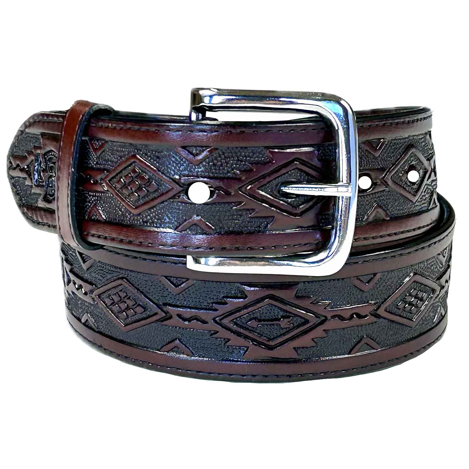 Tooled Thunderbird Pattern Genuine Leather Western Belt - Rockmount