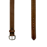 Single Stitch Saddle Genuine Brown Leather Western Belt