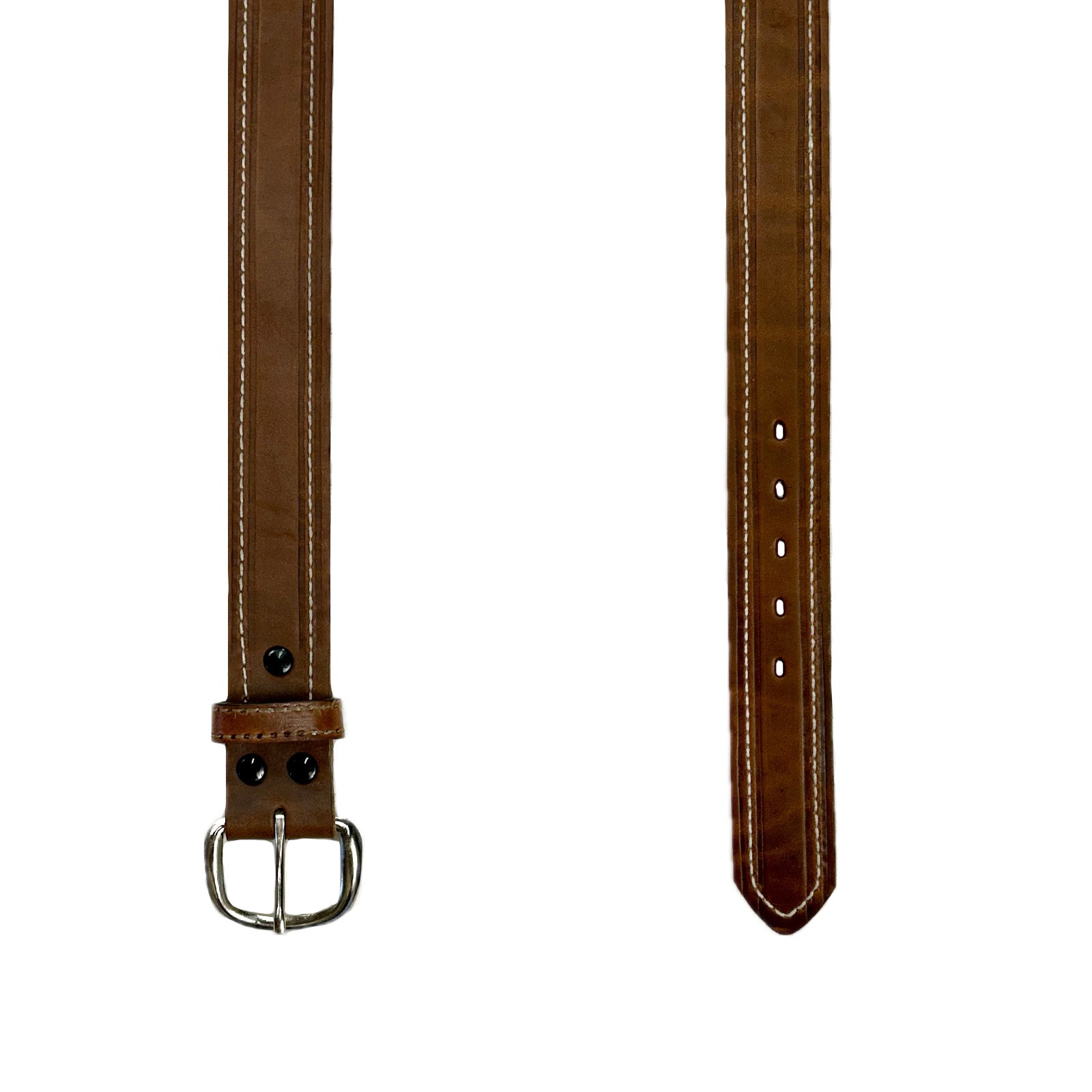 Single Stitch Saddle Genuine Brown Leather Western Belt