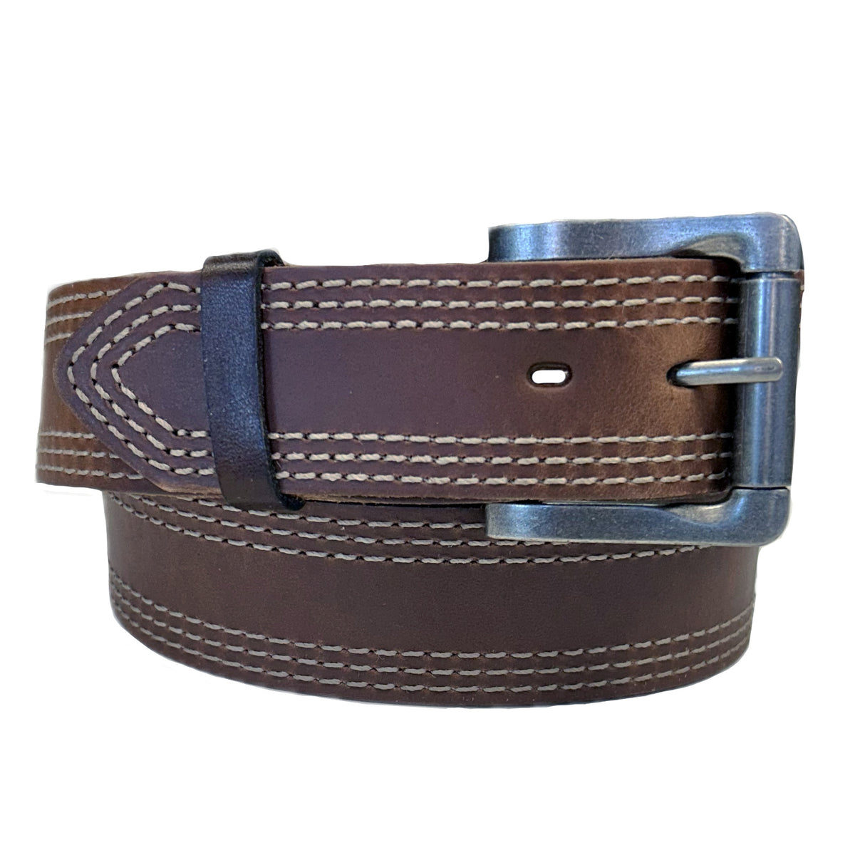 Tan Triple Line Genuine Leather Western Belt - Rockmount
