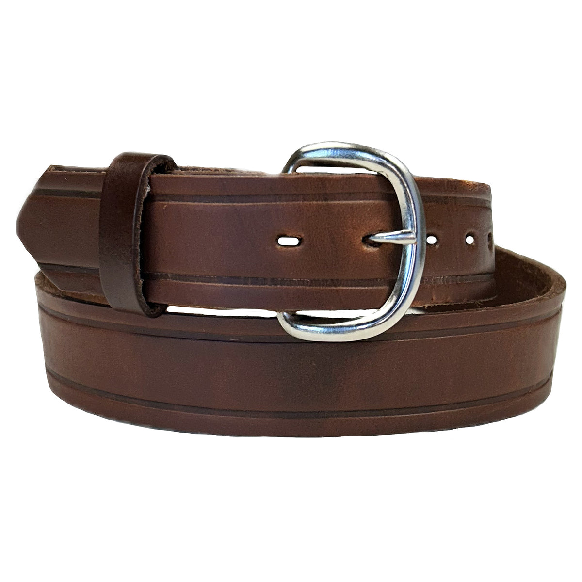 Classic Genuine Brown Leather Western Belt - Rockmount