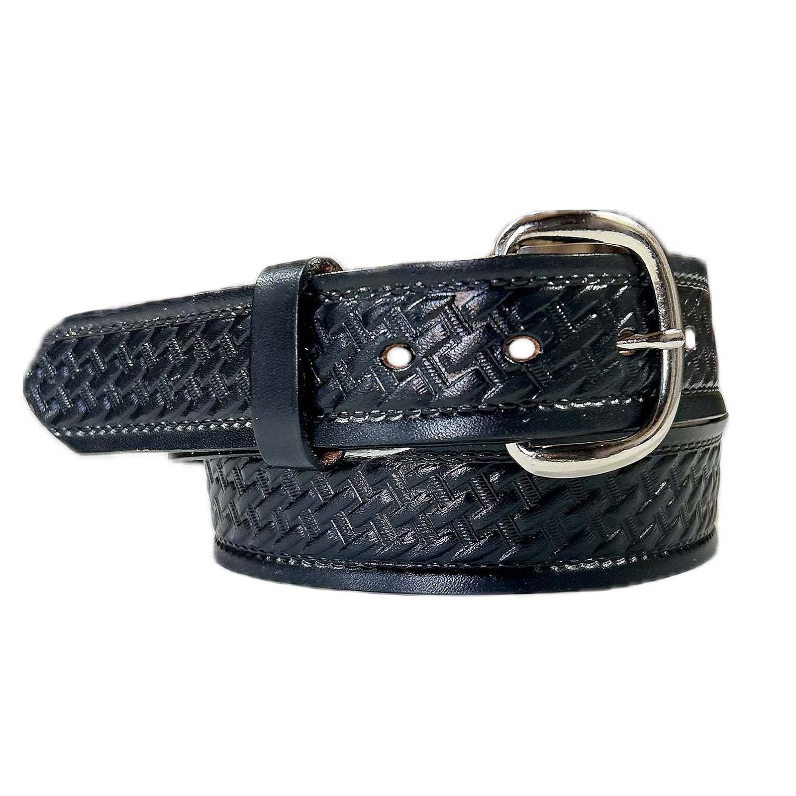 Basket Weave Genuine Black Leather Western Belt - Rockmount