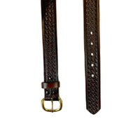 Basket Weave Genuine Brown Leather Western Belt - Rockmount