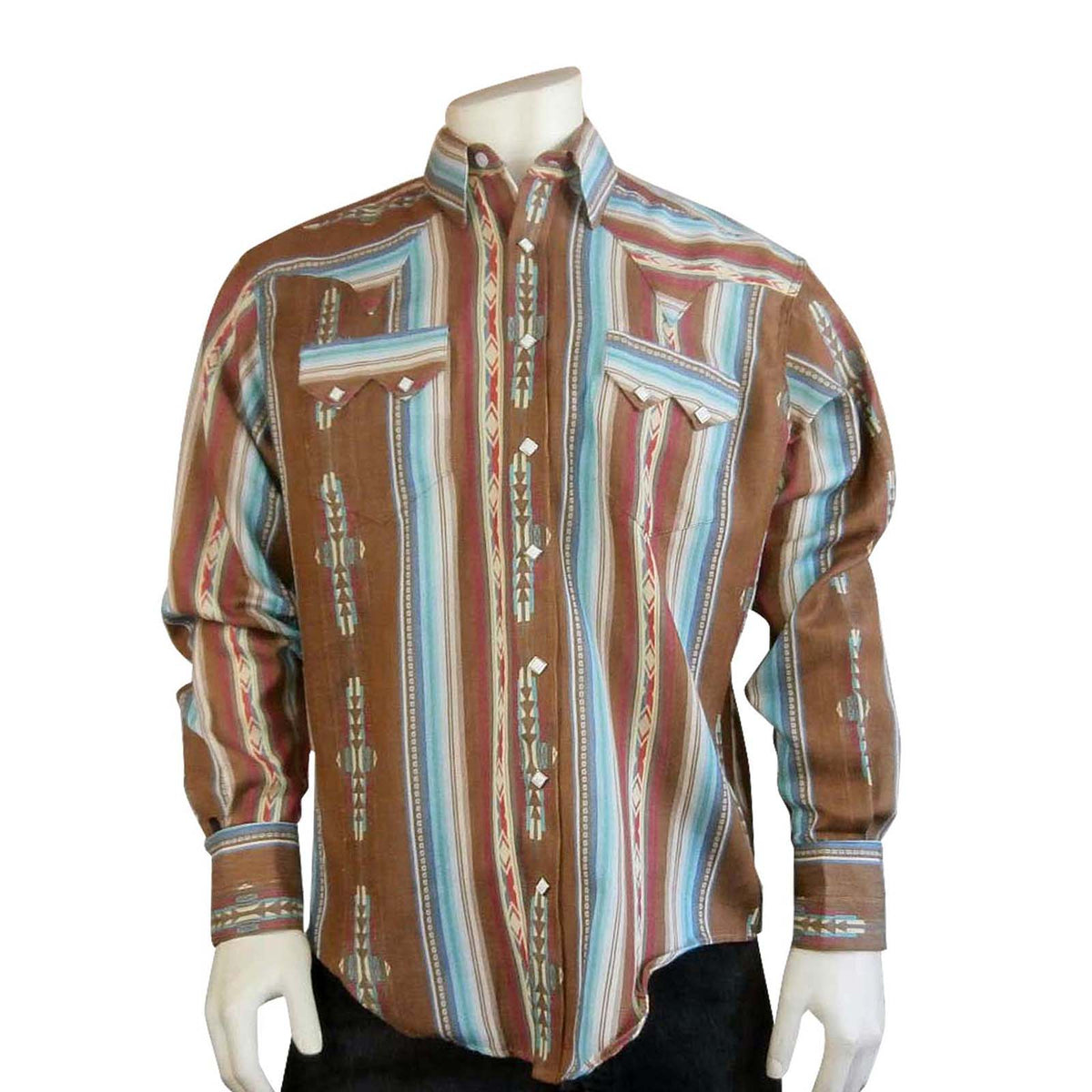 Men's Serape Pattern Western Shirt in Brown - Rockmount