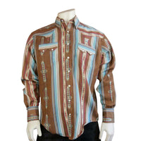 Men's Serape Pattern Western Shirt in Brown - Rockmount