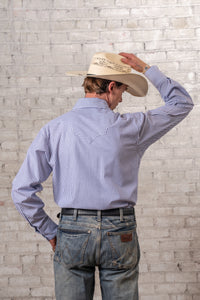 Men's Fine Navy Stripe Western Shirt