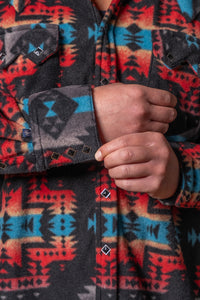 Men's Native Pattern Fleece Western Shirt in Black