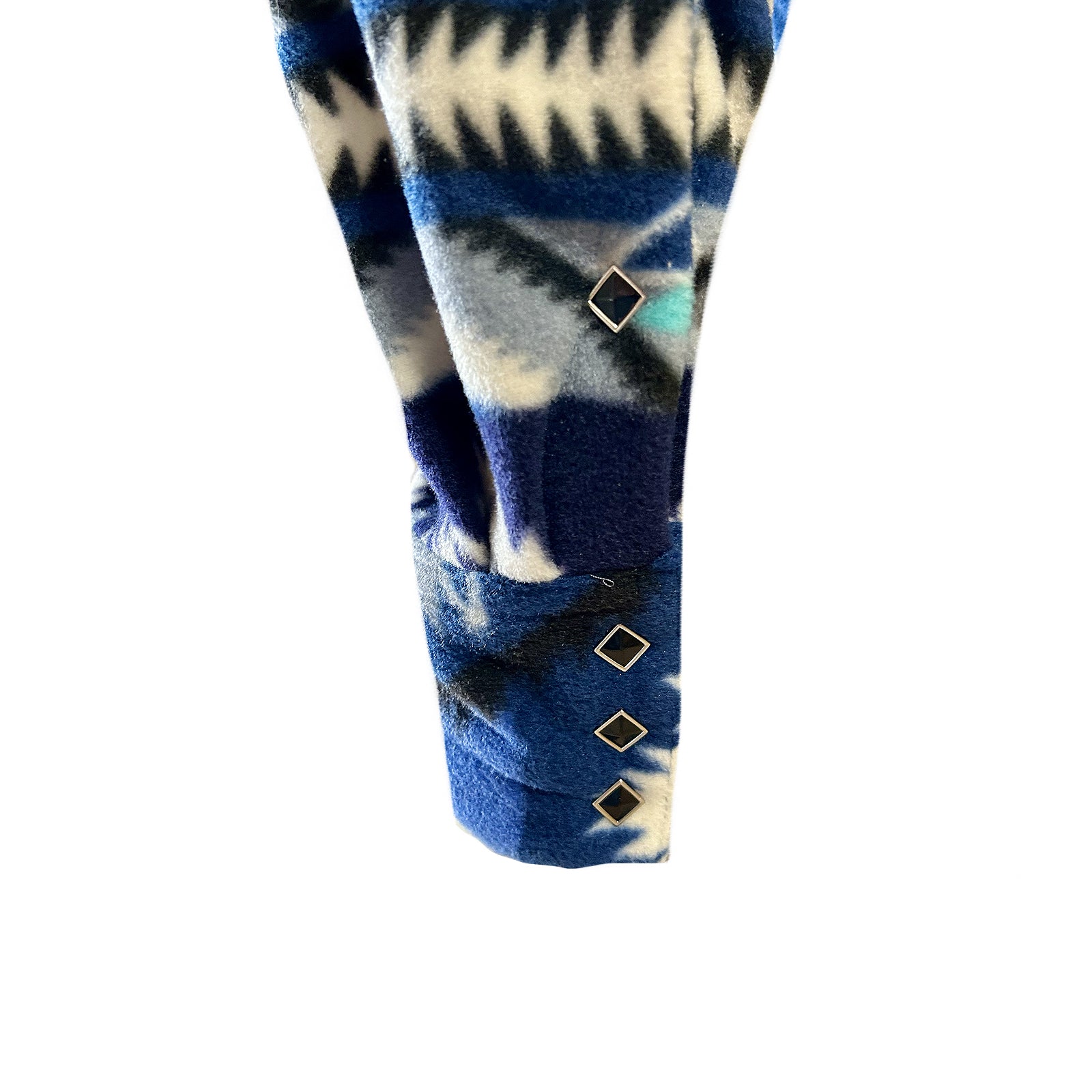 Men's Native American Inspired Pattern Fleece Western Shirt in Blue & Black