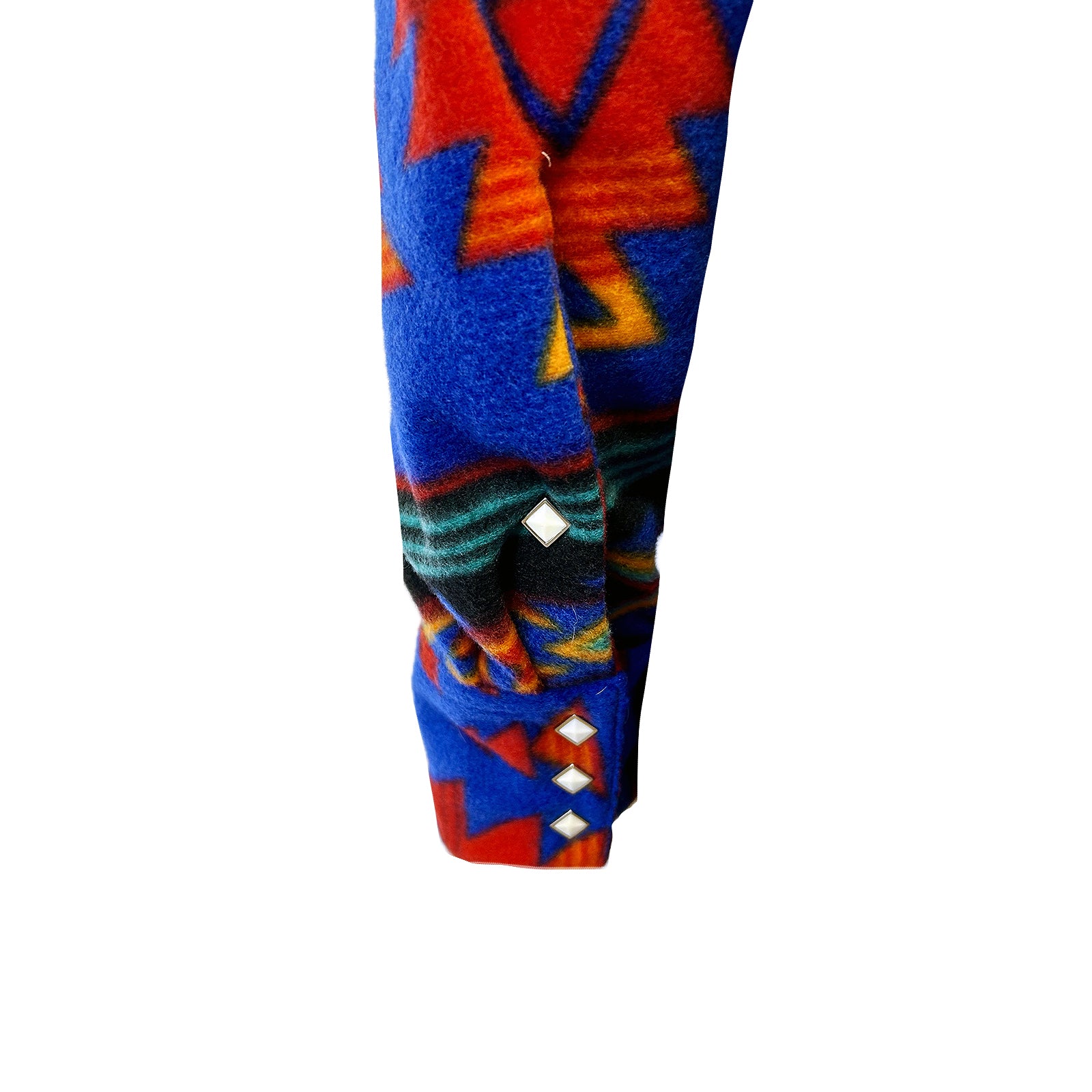 Men's Native American Inspired Pattern Fleece Western Shirt in Blue & Red - Rockmount