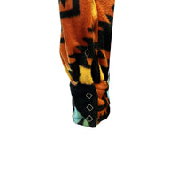 Men's Native American Inspired Pattern Fleece Western Shirt in Black & Turquoise - Rockmount