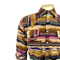 Men's Chamois Pattern Fleece Western Shirt in Plum - Rockmount
