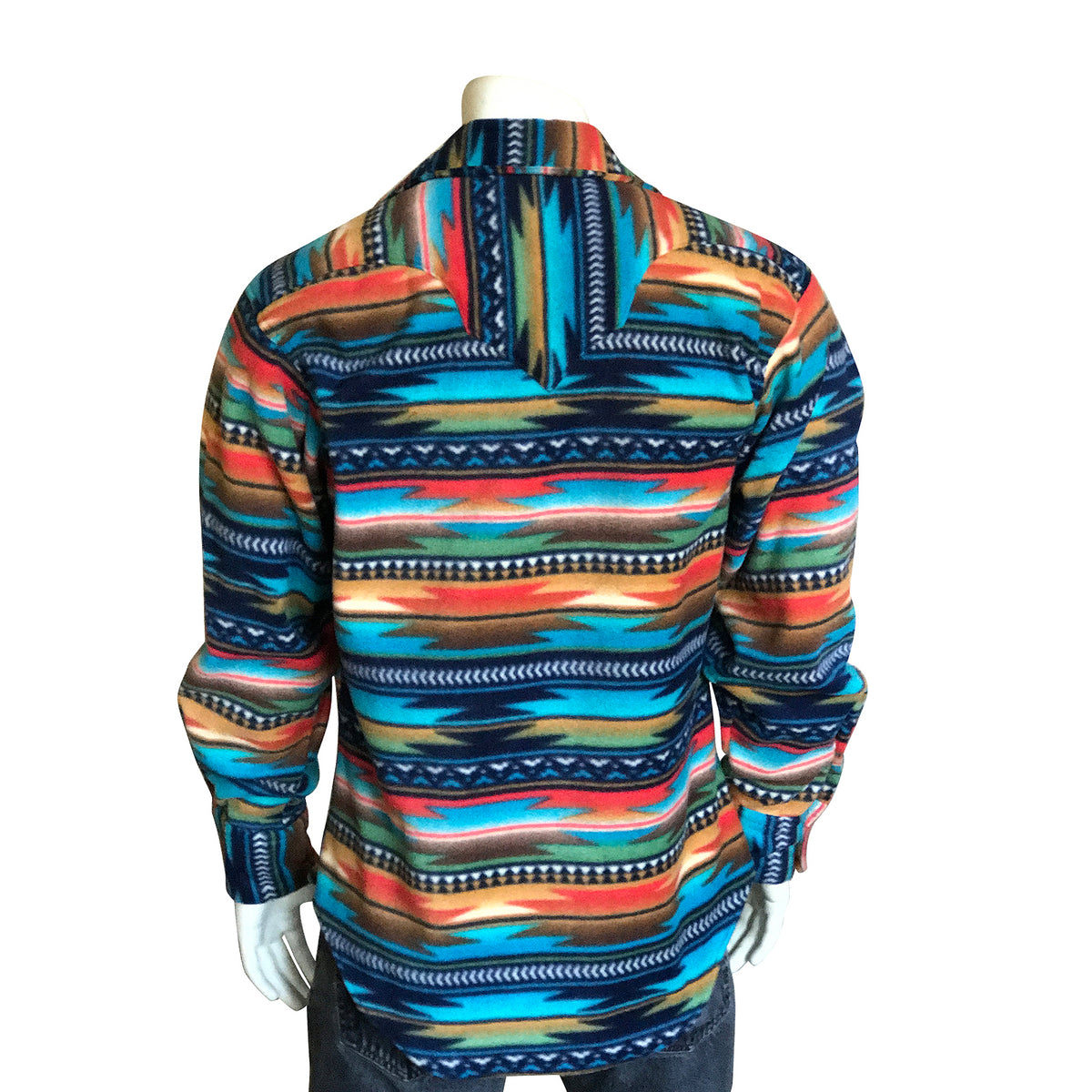 Men's Serape Pattern Fleece Western Shirt in Multi-Color Turquoise - Rockmount